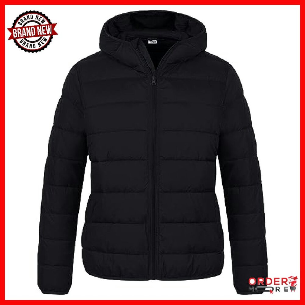 Plus Size Lightweight Puffer Jacket Packable Hood… - image 2